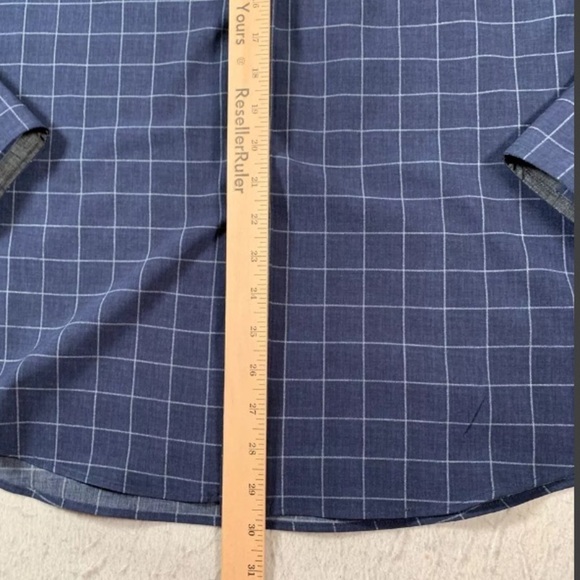 🆕 VINCE CAMUTO Shirt Mens Large Blue Check Button Up Long Sleeve Stretch - Picture 6 of 8